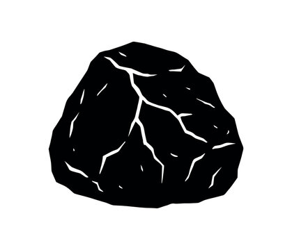 chalkstone rock flat black solid vector illustration isolated on white background