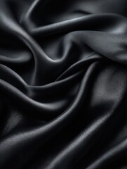 Obraz premium Shiny smooth luxury black satin and silk fabric. Template banner design for backgrounds, backdrops and wallpapers with space for text. Funeral and dramatic style