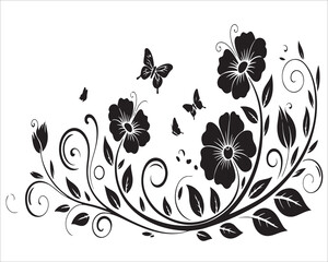 Elegant black and white flower illustration for decoration and art