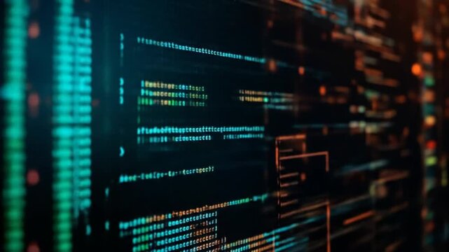 Abstract digital background with data flow. Program code that functions in cyberspace. 4k videos