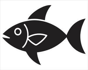 Black and white fish silhouette vector illustration, minimalist aquatic design