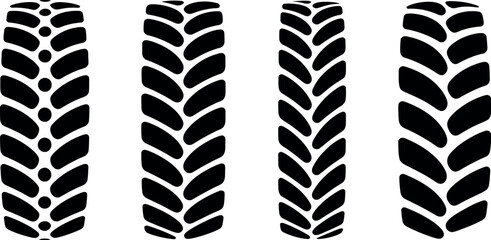 Four different tire tread patterns are displayed.