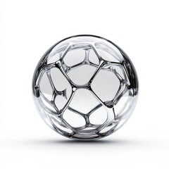 Naklejka premium Chrome Sphere Abstract Geometric Design on White, futuristic , 3d render
