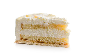 Sweet creamy cake isolated on white background.