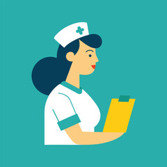 Nurse Holding Clipboard and Checking Vital Signs Vector