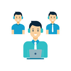 Office Worker in Video Conference Call Illustration
