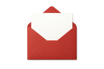 Plakat Red envelope with blank card isolated on transparent background clean cutout with soft shadow