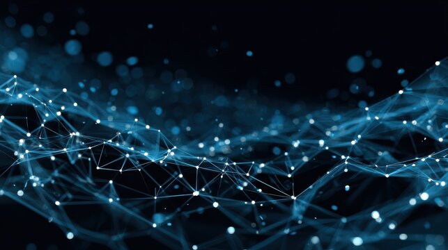 Blockchain technology futuristic hud background with blockchain polygon peer to peer network. Global cryptocurrency blockchain business banner concept., no logos, no brands