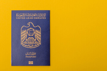 OAE passport for travelling, flying and doing business. Arabic document, id