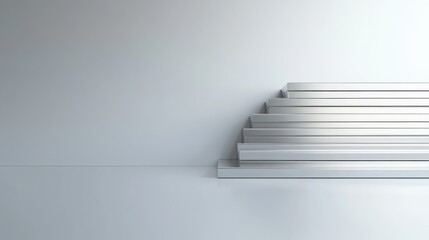 Fototapeta premium Silver Stairs,Minimalist Abstract ,Interior Design