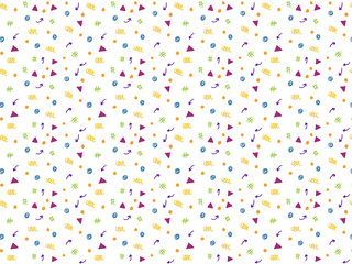 White background Seamless Pattern with fun  colorful shapes