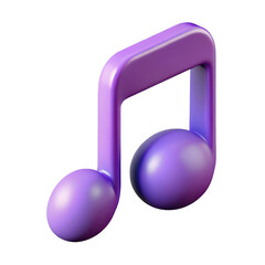 3d rendered purple music note icon for digital audio and melody concepts