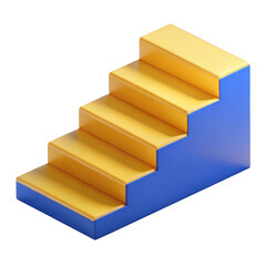 Bright yellow stairs with blue sides symbolizing progress achievement and growth