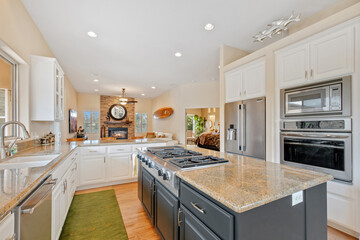 Kitchen with stainless steel appliances and granite countertops