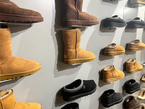 Luxury UGG winter boots displayed in shop