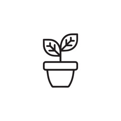 plant potted seedling line art vector icon for gardening and education