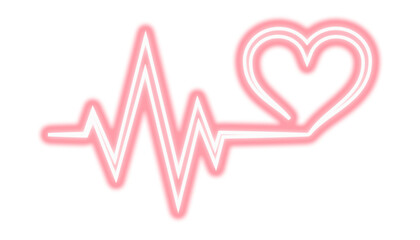 Neon heart rate pulse line glowing red against a black backdrop for medical concepts