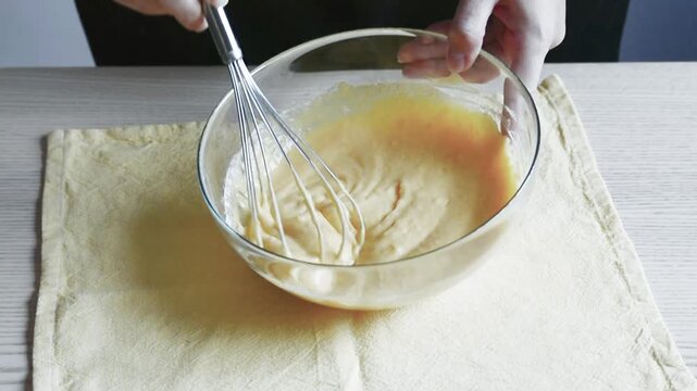 Whisking Waffle Batter in a Bowl &ndash; Cooking Video