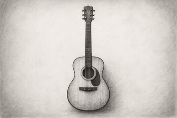 Obraz premium Monochrome graphite sketch of acoustic guitar with grunge texture poster background