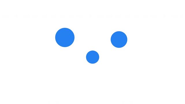 Three bouncing blue dots arranged triangular loading icon animation. Swapping positions in sequential motion. Animated loader isolated on transparent. Web design 4K video. Buffer, spinner, preloader