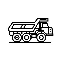Fototapeta premium Illustration of a heavy duty dump truck with multiple wheels and a large container outline style image