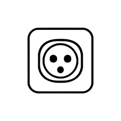 Illustration of a european electrical outlet with three holes in a rounded square shape outline