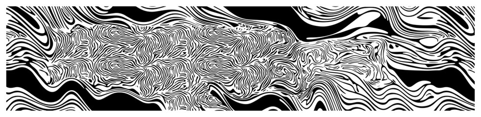 Abstract Wavy Line Flow Banner Monochrome Topographic Style Vector Background