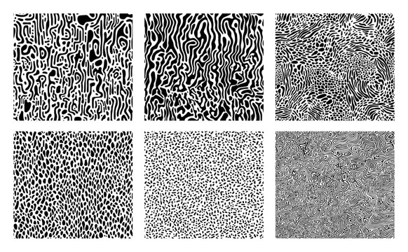 Abstract Organic Turing Patterns and Animal Print Textures Vector Set
