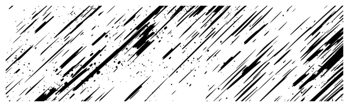 Diagonal Speed Lines Grunge Texture Abstract Streaks Black and White Vector Background