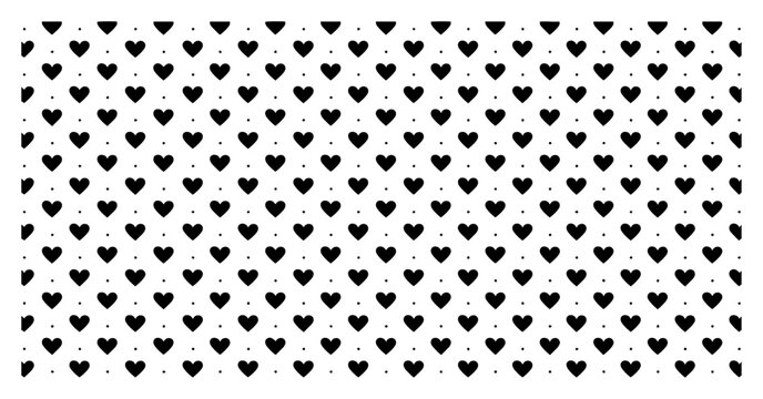 Seamless vector pattern with hearts and polka dots. Cute romantic background for Valentines Day.