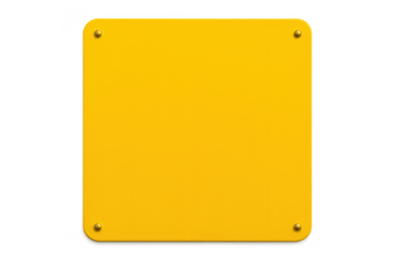 Bright yellow blank warning sign isolated on white with clean clipping path ready