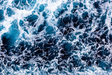 Ocean water texture. Top view of awesome water with foam. Can be used in covers, packaging, posters, textures, banners, art and design projects. Beautiful vector illustration.