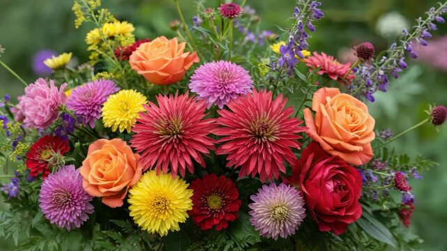 Colorful floral arrangement close up