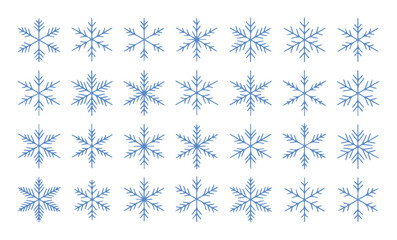 Elegant blue snowflake collection ideal for festive holiday promotions and winter seasonal designs bringing a touch of frosty magic to your creative projects