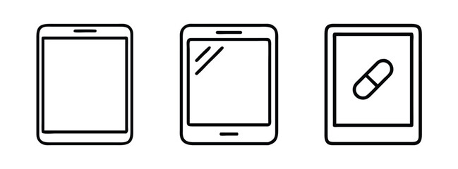 Smartphone mobile phone vector icon set with medicine app for healthcare and digital health app design