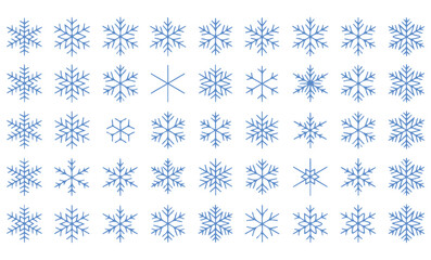 Captivating collection of intricate blue snowflakes designs offering a winter wonderland aesthetic for festive holiday and seasonal projects