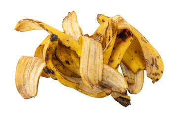 Fresh yellow banana peel isolated on transparent background