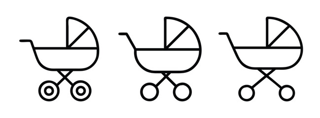 Baby stroller vector illustration set for newborn child care and transportation needs design element