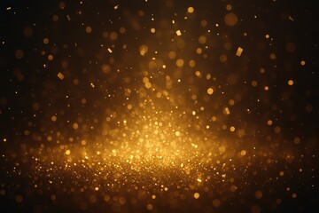 Falling golden glitter and confetti with soft lens glow festive bokeh light background