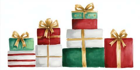 stacked holiday gifts watercolor