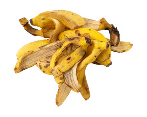 Fresh yellow banana peel isolated on transparent background