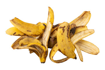 Fresh yellow banana peel isolated on transparent background