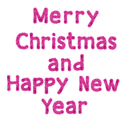 Merry Christmas and Happy New Year made from New Year's tinsel, isolated Christmas tinsel, tinsel garland	