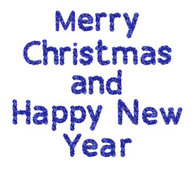 Merry Christmas and Happy New Year made from New Year's tinsel, isolated Christmas tinsel, tinsel garland	