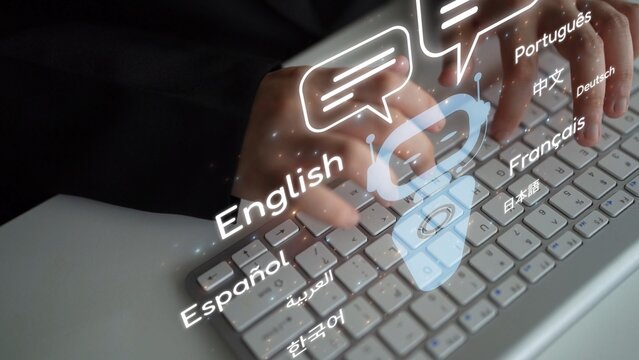 Global communication with multiple languages, digital translation tools, multilingual technology, cross-cultural communication, and virtual language learning environments. Muxer