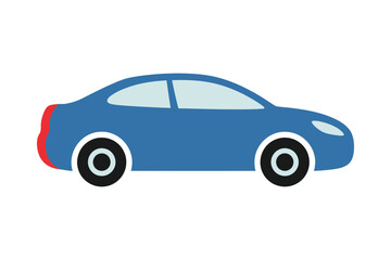 Blue sedan car side view graphic