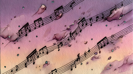 Fototapeta premium Musical Notes Floating in a Dreamy Sky An Artistic Rendition.
