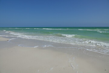 White Sand Beach and Green Ocean at El Cuyo, Yucatan, Mexico