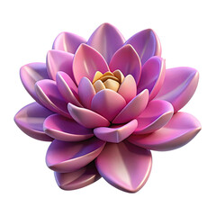 Fototapeta premium A beautiful vibrant pink lotus flower with delicate petals blooming majestically isolated on transparent background