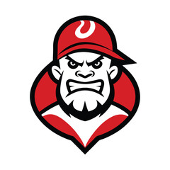 Angry Baseball Player Mascot Logo Bold Sports Team Emblem Design for Merchandise